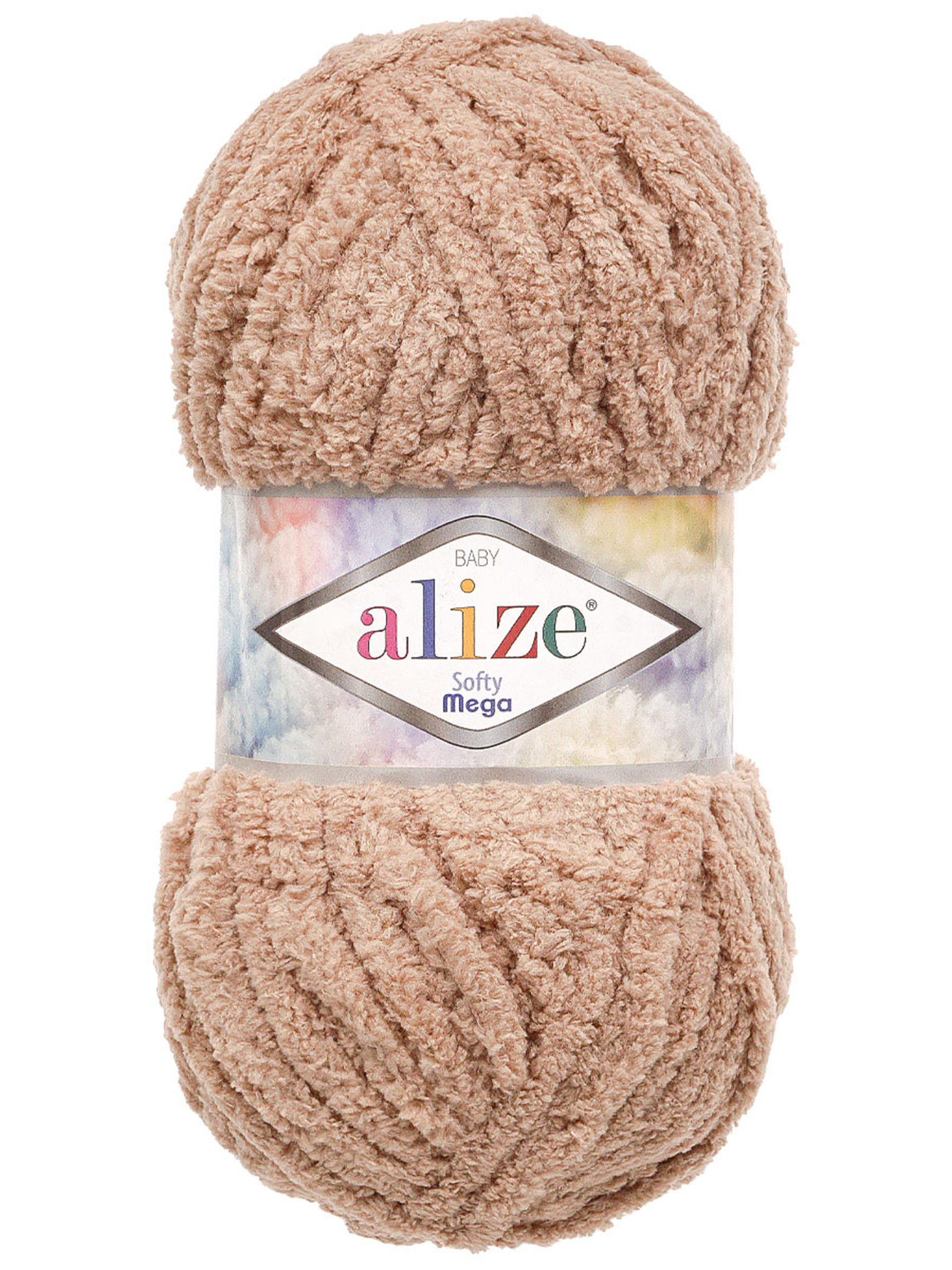 Пряжа для вязания Alize softy mega 100 гр 70 м микрополиэстер мягкая 617 кофе с молоком 5 мотков - фото 4