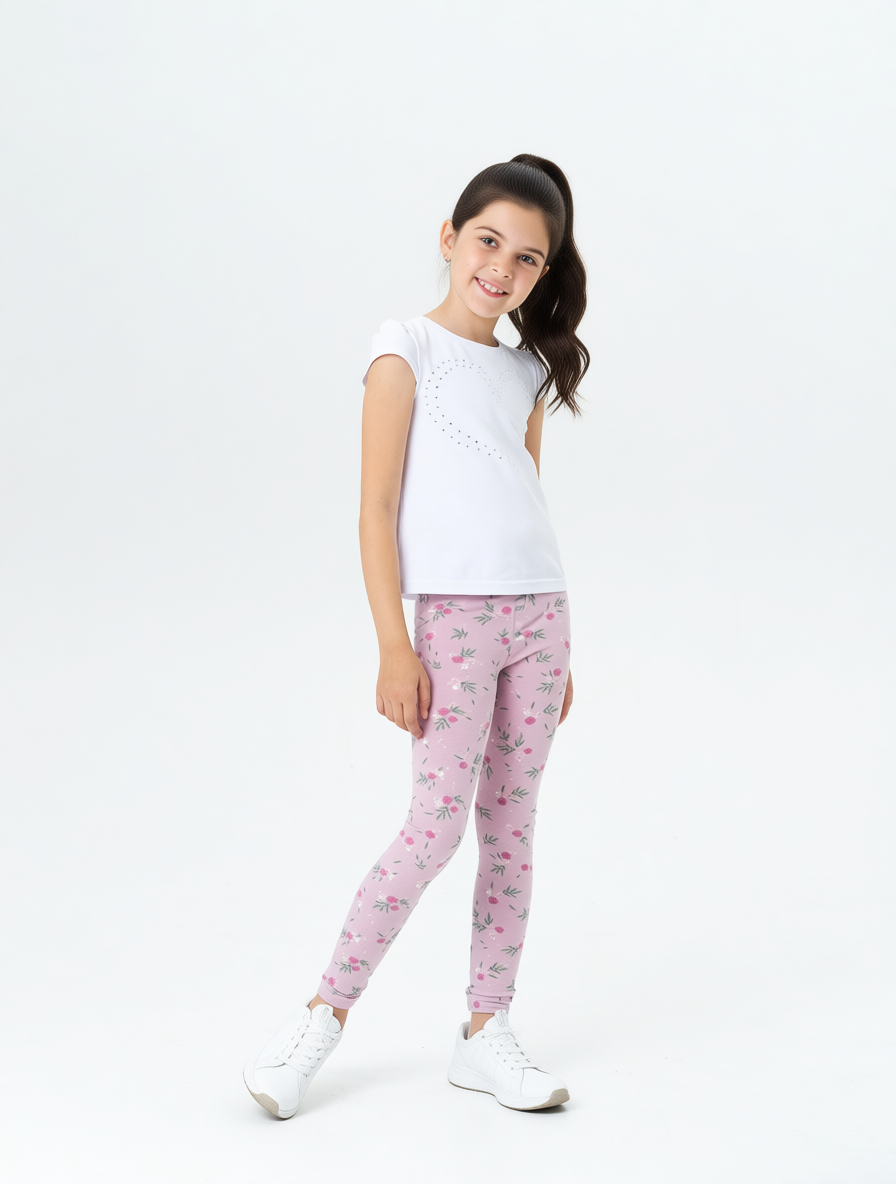 Леггинсы Персона Junior Сказочные цветы лиловые лосины - фото 1
