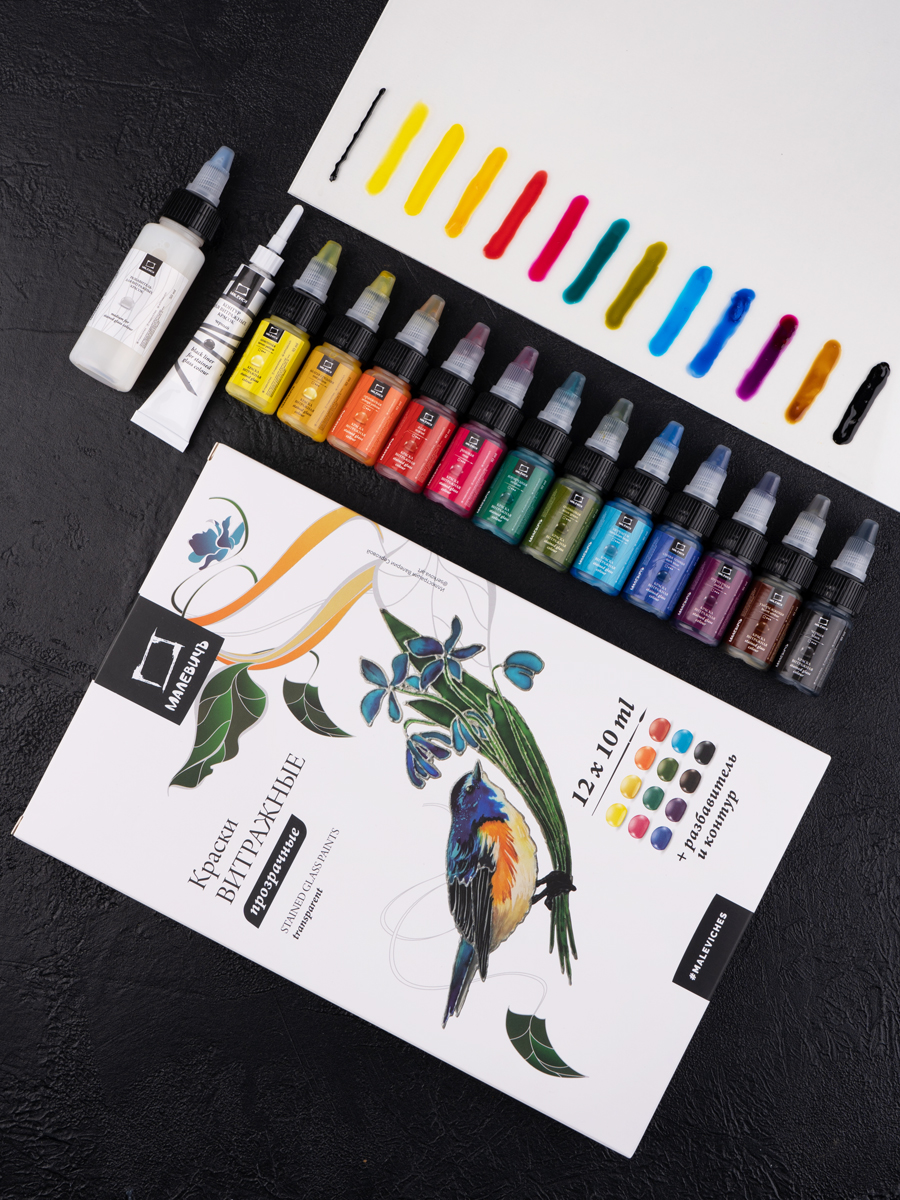 Краски витражные Малевичъ 12 цв. - фото 2