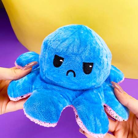 Мягкая игрушка MINI-TOYS вывернушка Осьминог двусторонний. Розовый-голубой