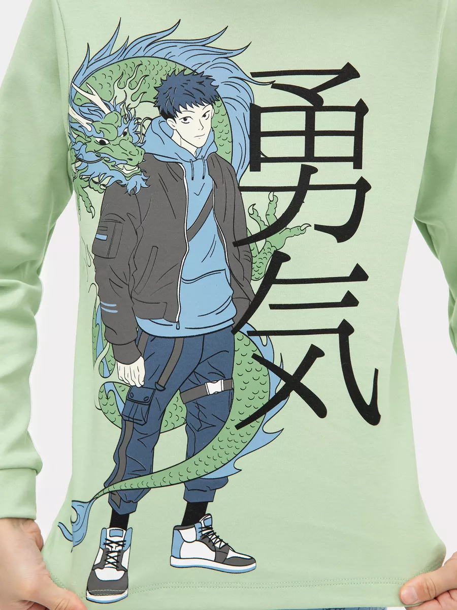 Пижама Mark Formelle (Марк Формэль) 563314/пыльно -зеленый +драконы на голубом - фото 6