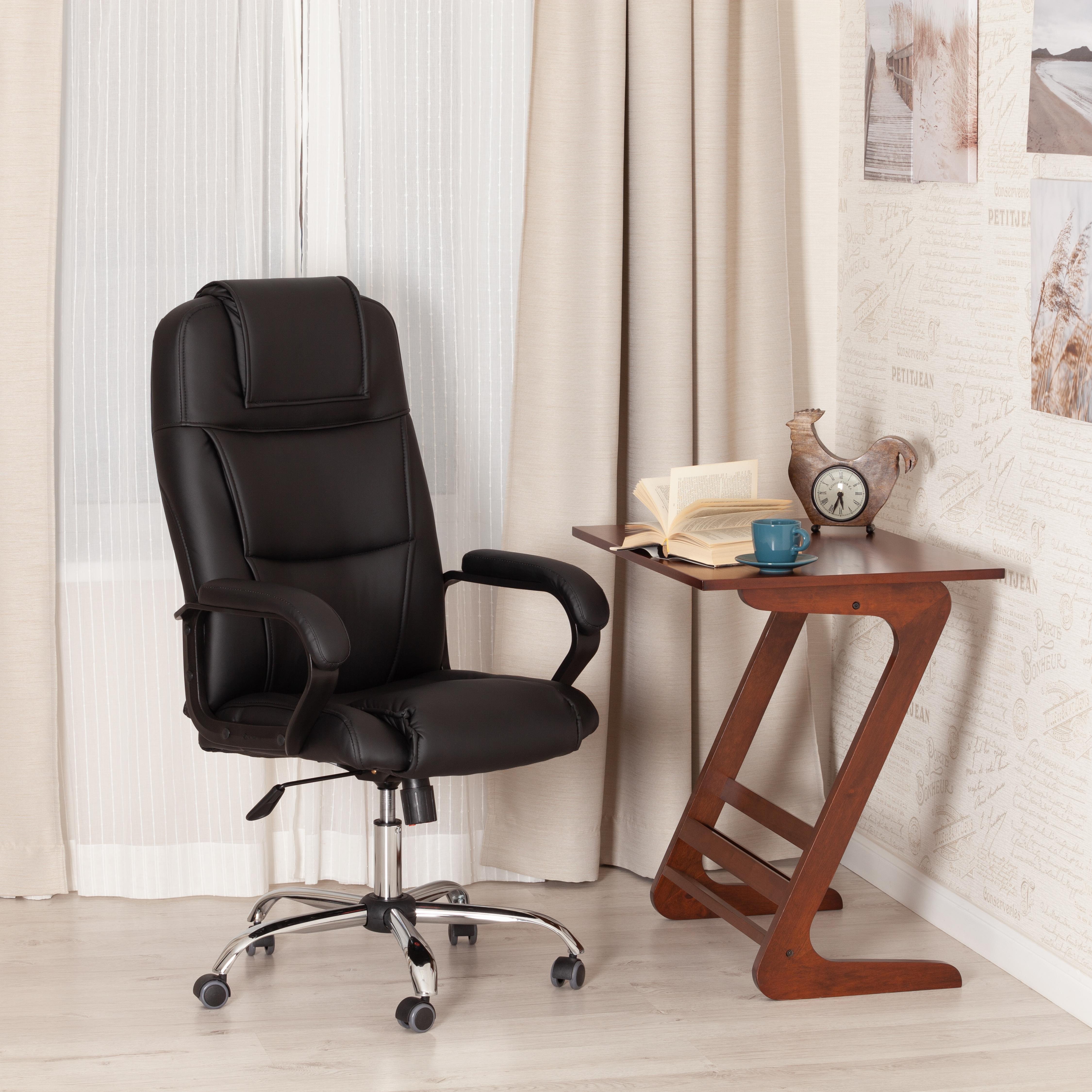 Изображение товара Компьютерное кресло TETCHAIR Бергамо хром кож/зам черный