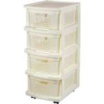 Комод Plast team Stockholm с корзинами на колесиках четырехсекционный 37*30*73см молочный туман