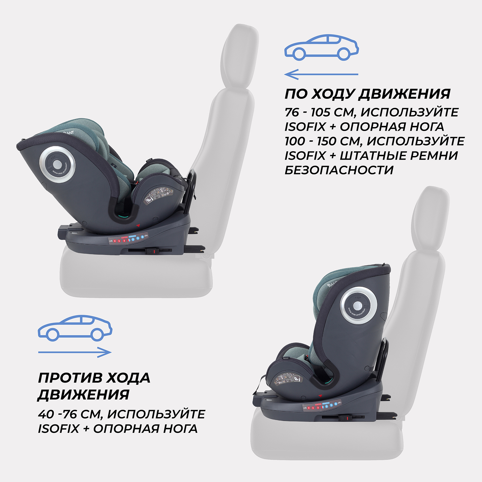 Автокресло Rant MultiFix Green Isofix 0+/1/2/3 (0-36 кг) зеленый - фото 6