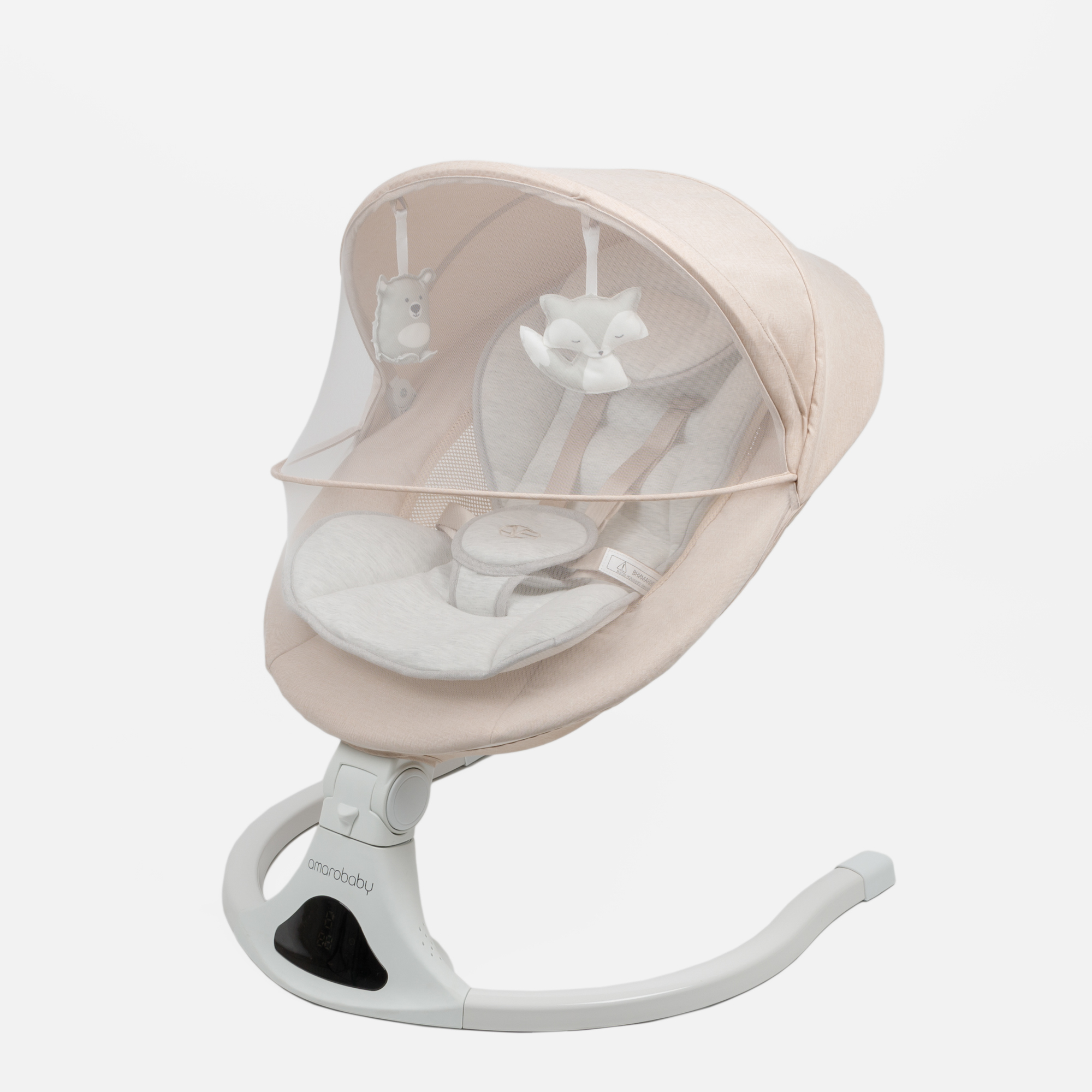 Электронные качели детские Amarobaby Funny swing, бежевый - фото 27