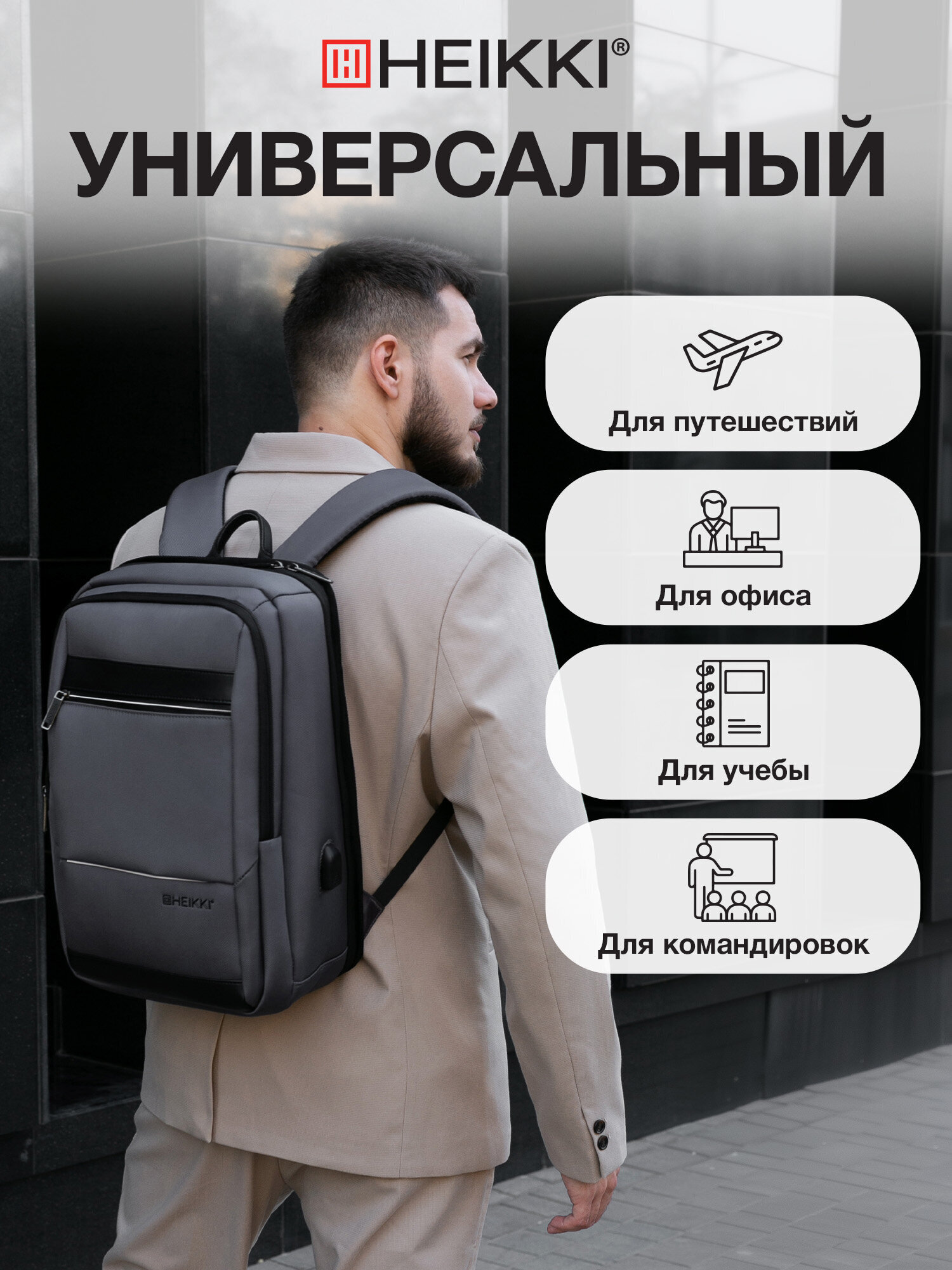 Рюкзак HEIKKI школьный городской для подростков для ноутбука - фото 7