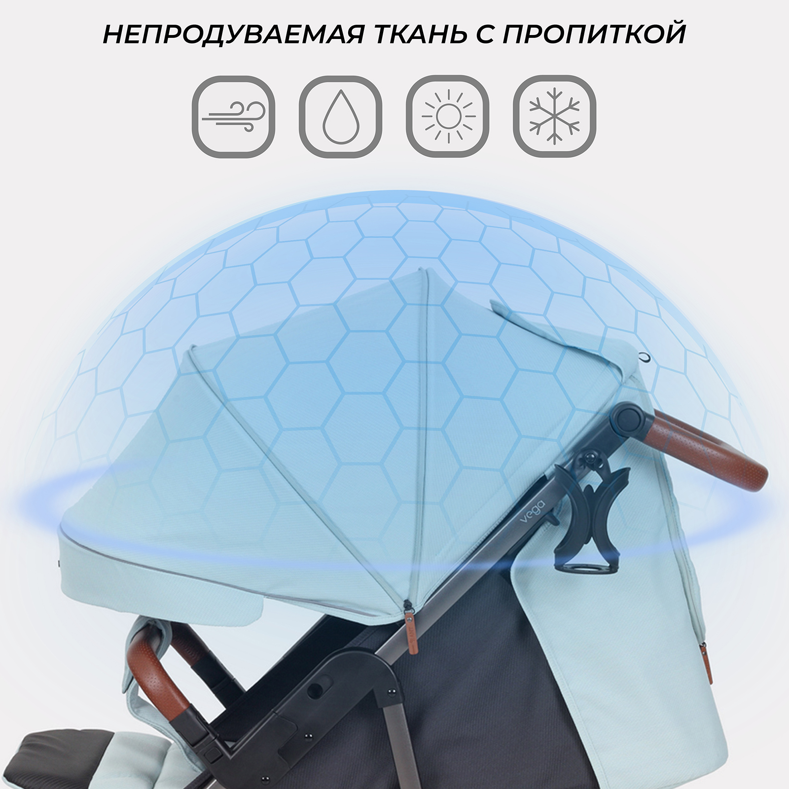 Коляска прогулочная Rant VEGA голубой - фото 7