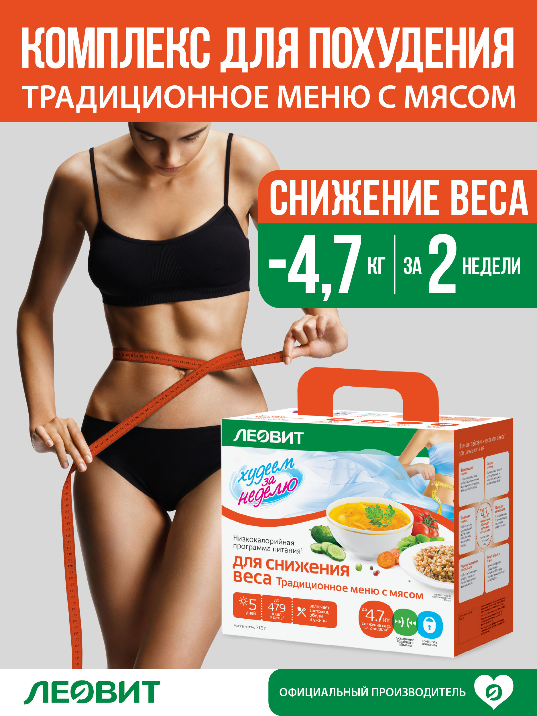 Традиционная жиросжигающая диета с мясом Леовит Худеем за неделю программа питания на неделю - фото 1
