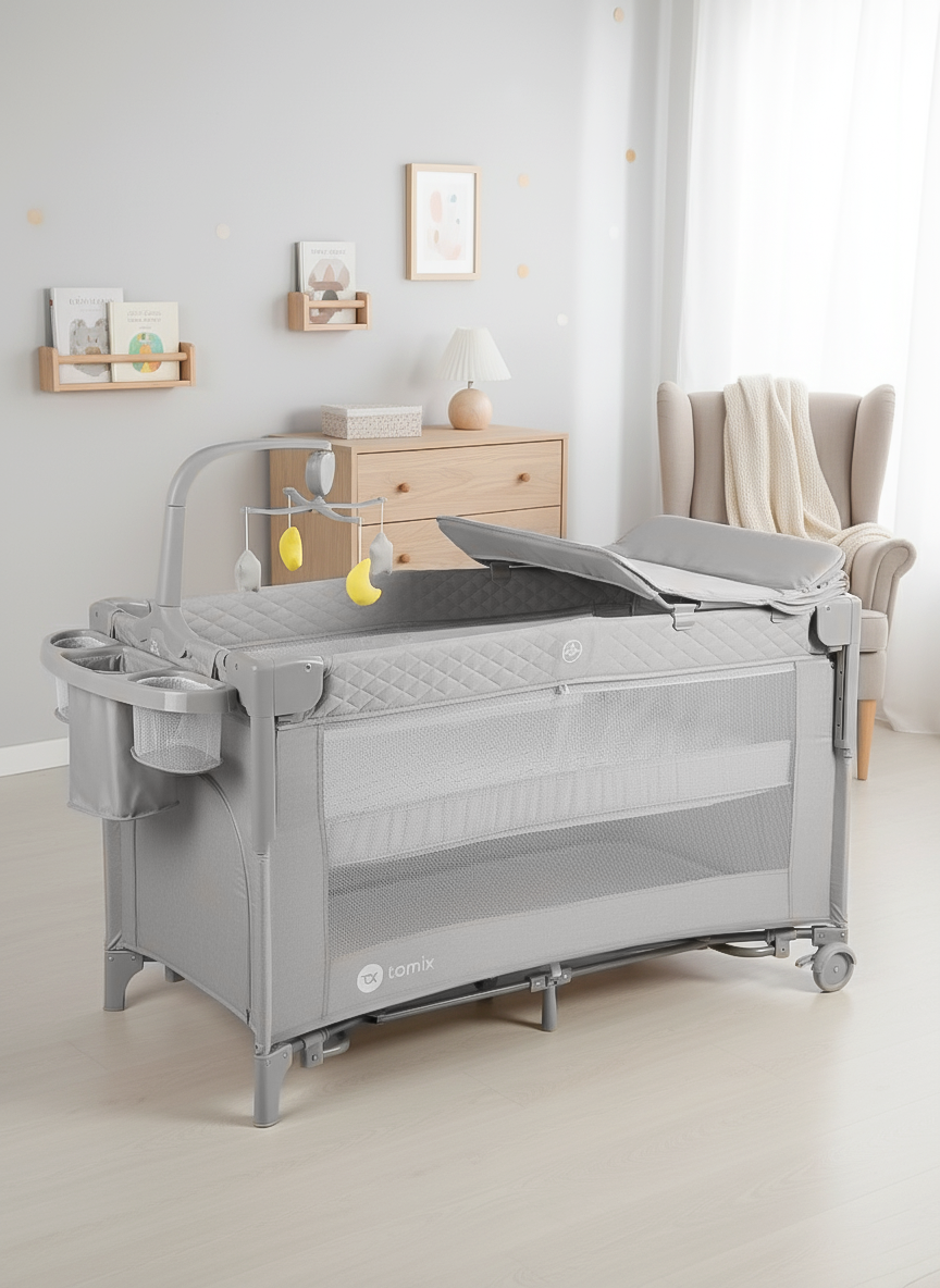 Манеж кровать Tomix Born Plus P9070PLUS/Grey - фото 18