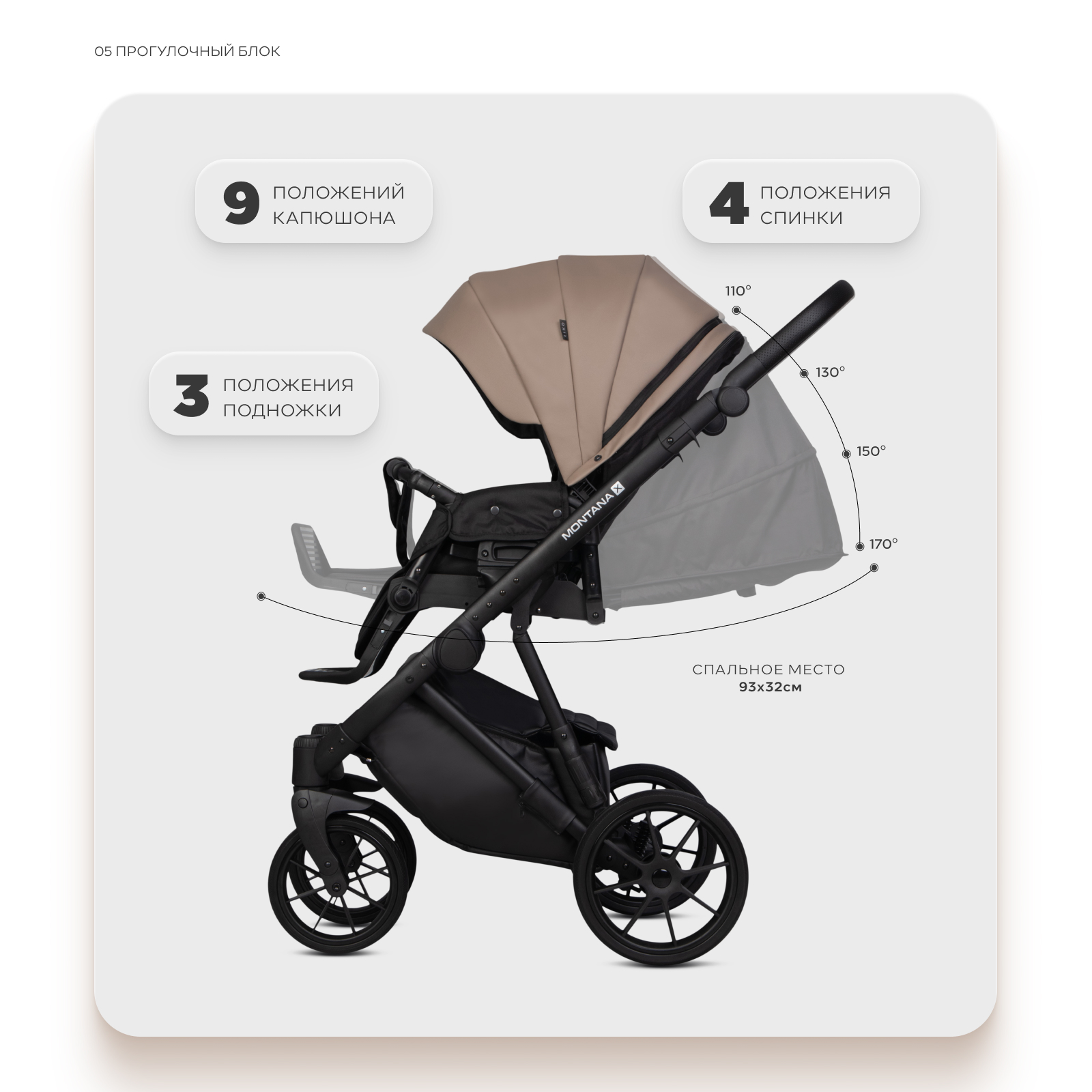 Коляска 2в1 Riko Basic Montana X Ecco бежевый - фото 5