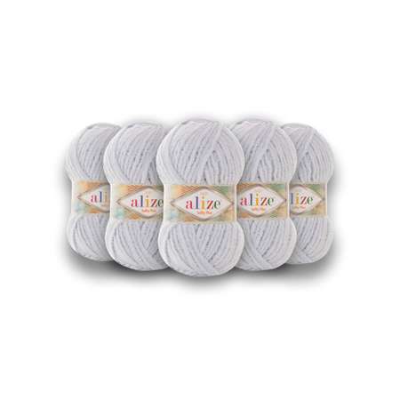 Пряжа для вязания Alize softy plus 100 г 120 м микрополиэстер мягкая плюшевая 500 светло-серый 5 мотков