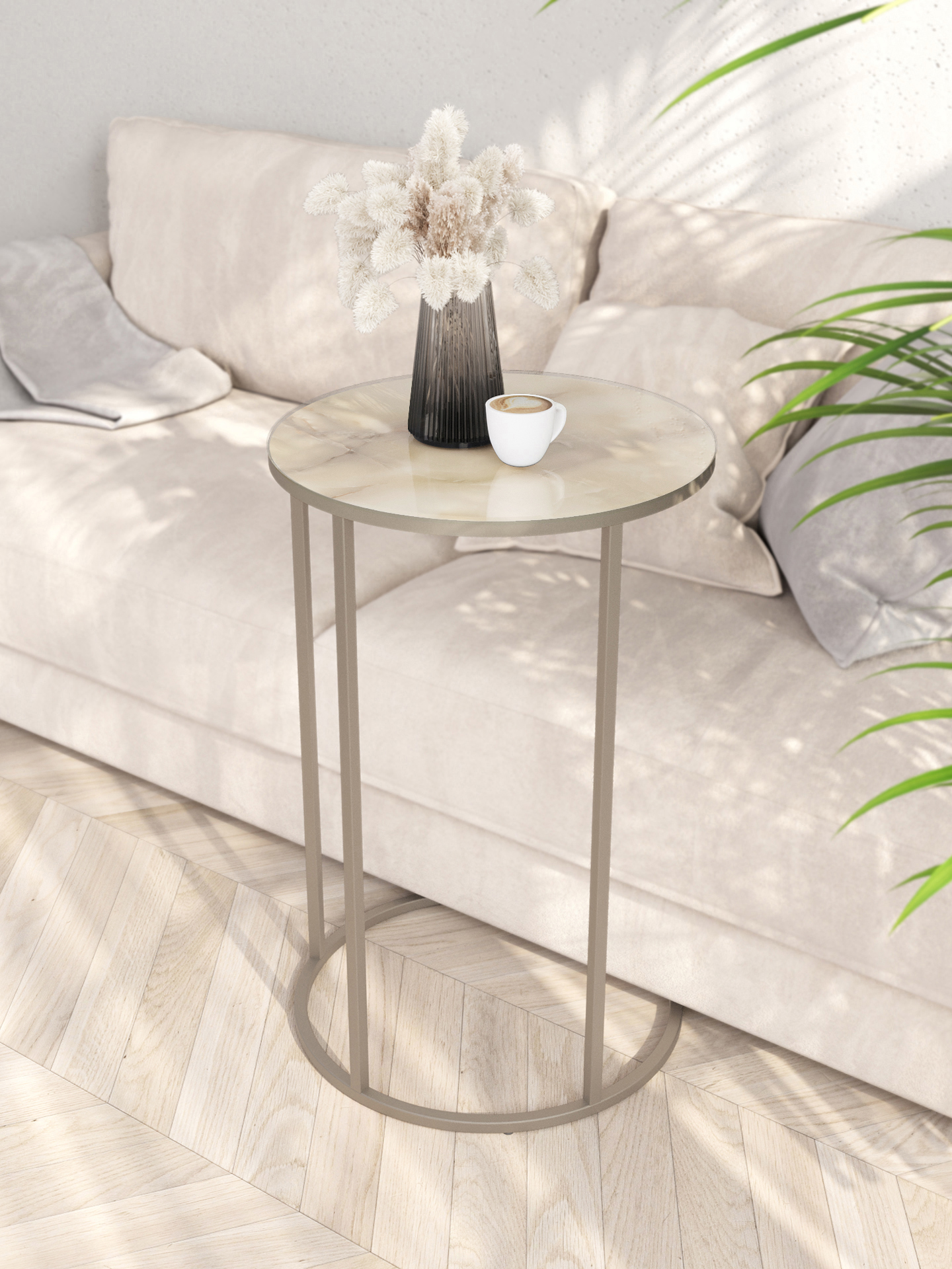 Стол журнальный КАЛИФОРНИЯ МЕБЕЛЬ Остин УФ бежевый оникс - фото 3