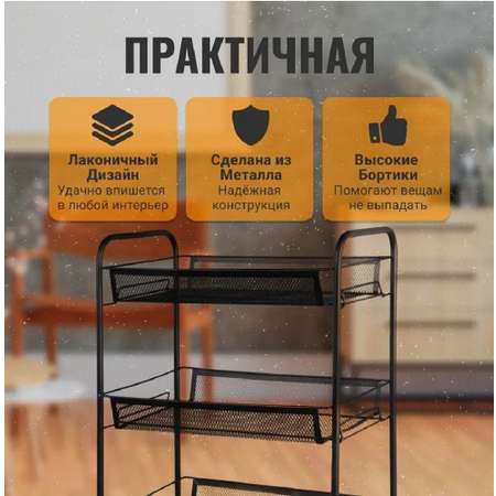 Полка для хранения ZDK Homium Storage на колесах цвет черный