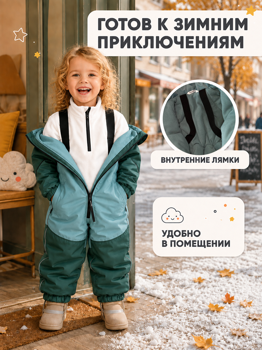 Комбинезон Ramelka 1102_КМБ_ММБР_D_3_бирюза/т.бирюза/т.зеленый - фото 9