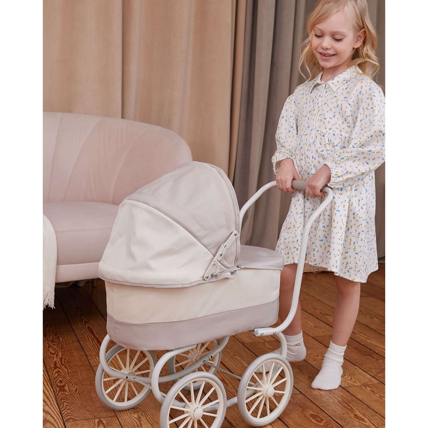 Люлька, коляска-люлька для кукол Demi Star 9678 beige/white - фото 11