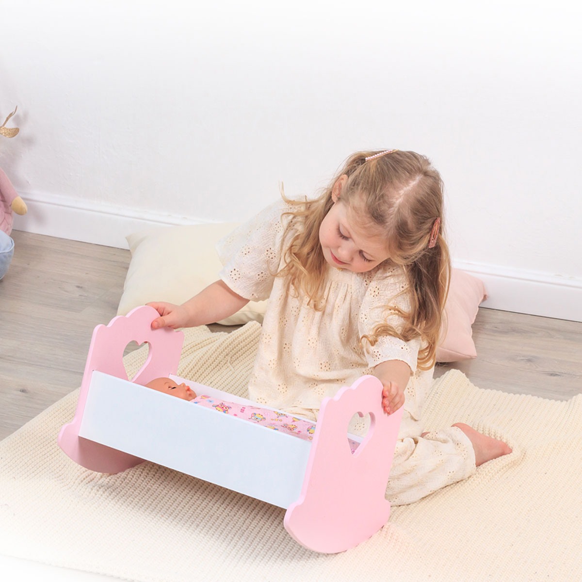 Аксессуар для кукол Pema kids кровать Люлька43белРоз - фото 2