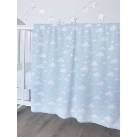 Плед плюшевый Baby Nice Micro Flannel Облака 100х118 см голубой