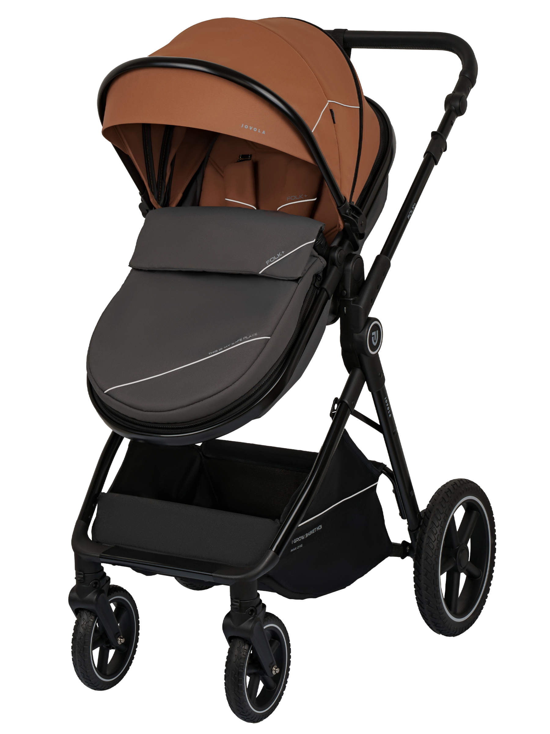 Коляска трансформер JOVOLA Folk+ 3в1 оранжевый - фото 14