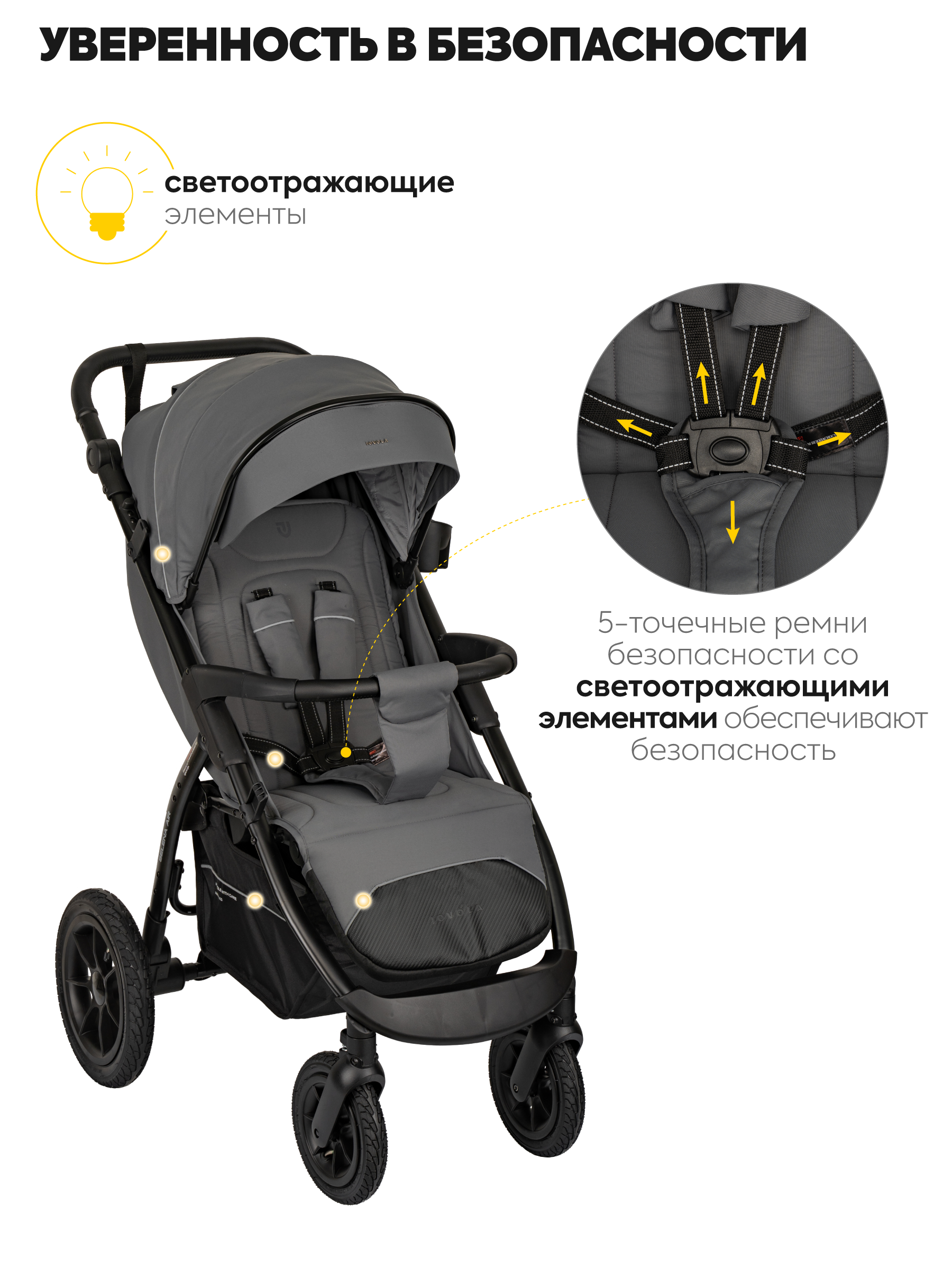 Коляска прогулочная JOVOLA SELENA Air 2025 темно-серый - фото 3