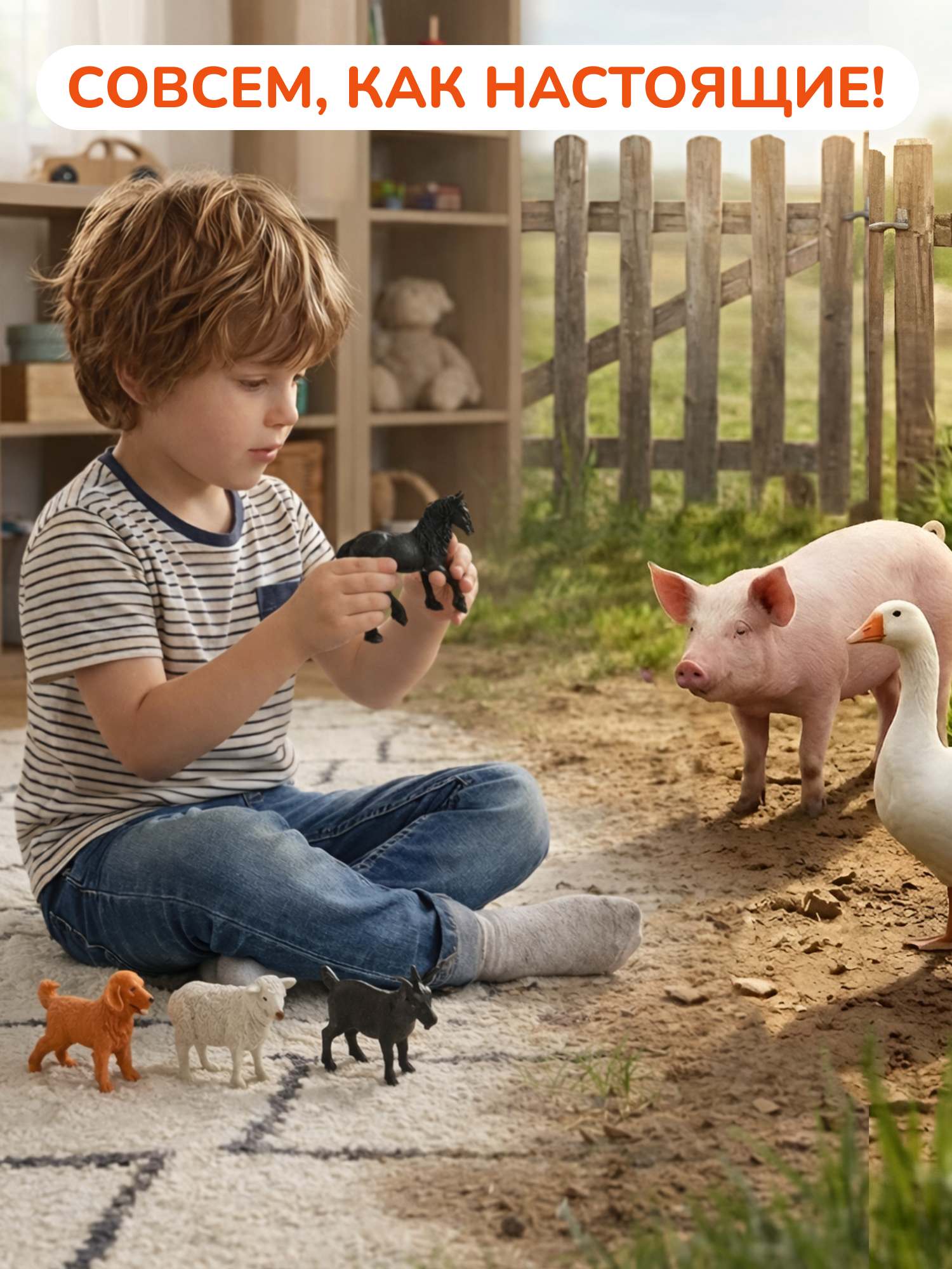 Игровой набор KONIK в ведёрке (средний) - ферма - фото 12