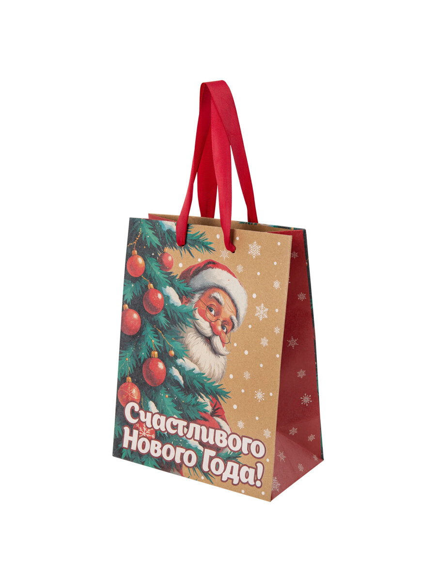Пакет подарочный новогодний Золотая сказка пакетики для подарков и сладостей набор 4 штуки крафт - фото 4