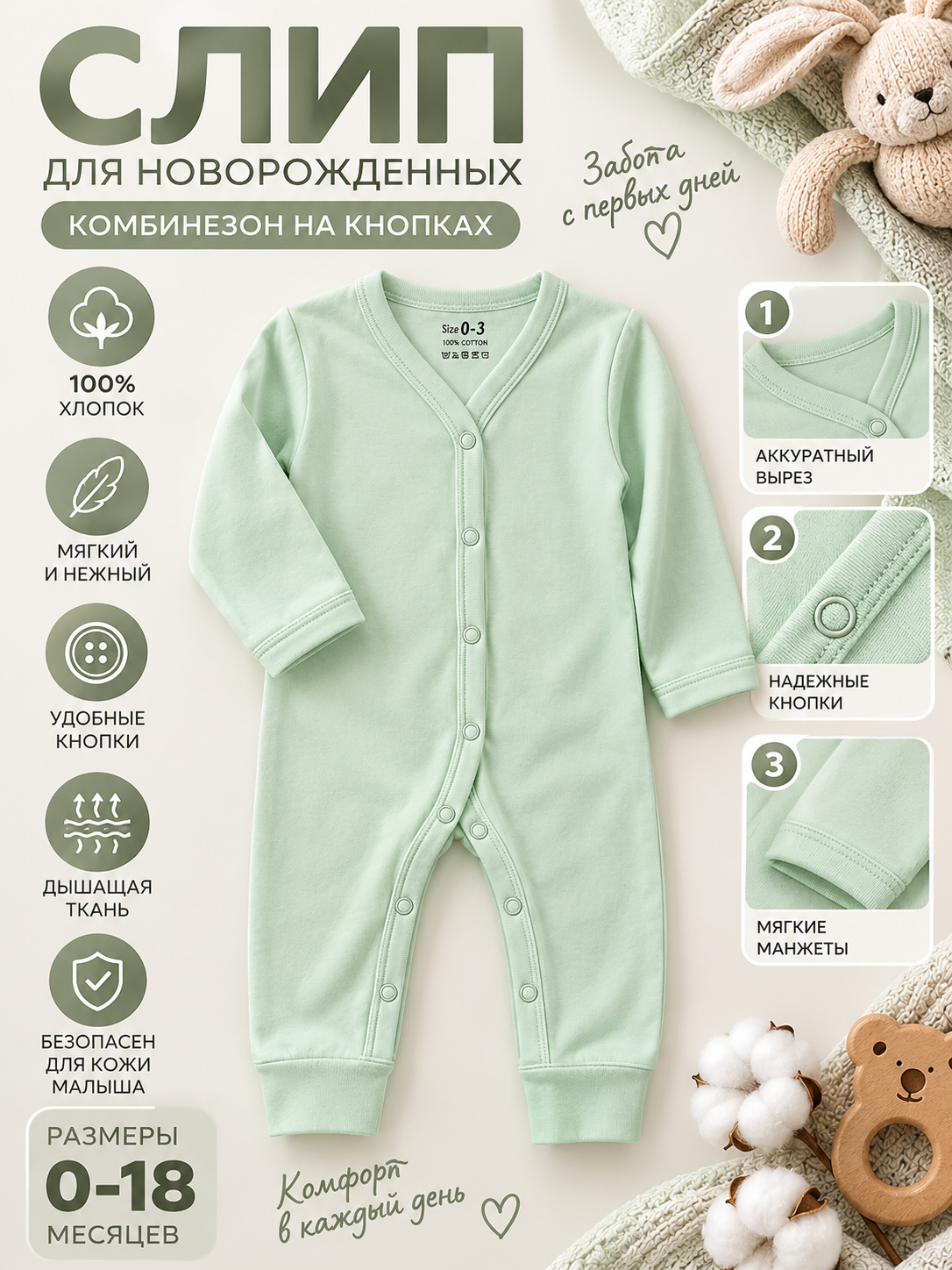 Комбинезон Egy Tex Слип1_мятный - фото 2