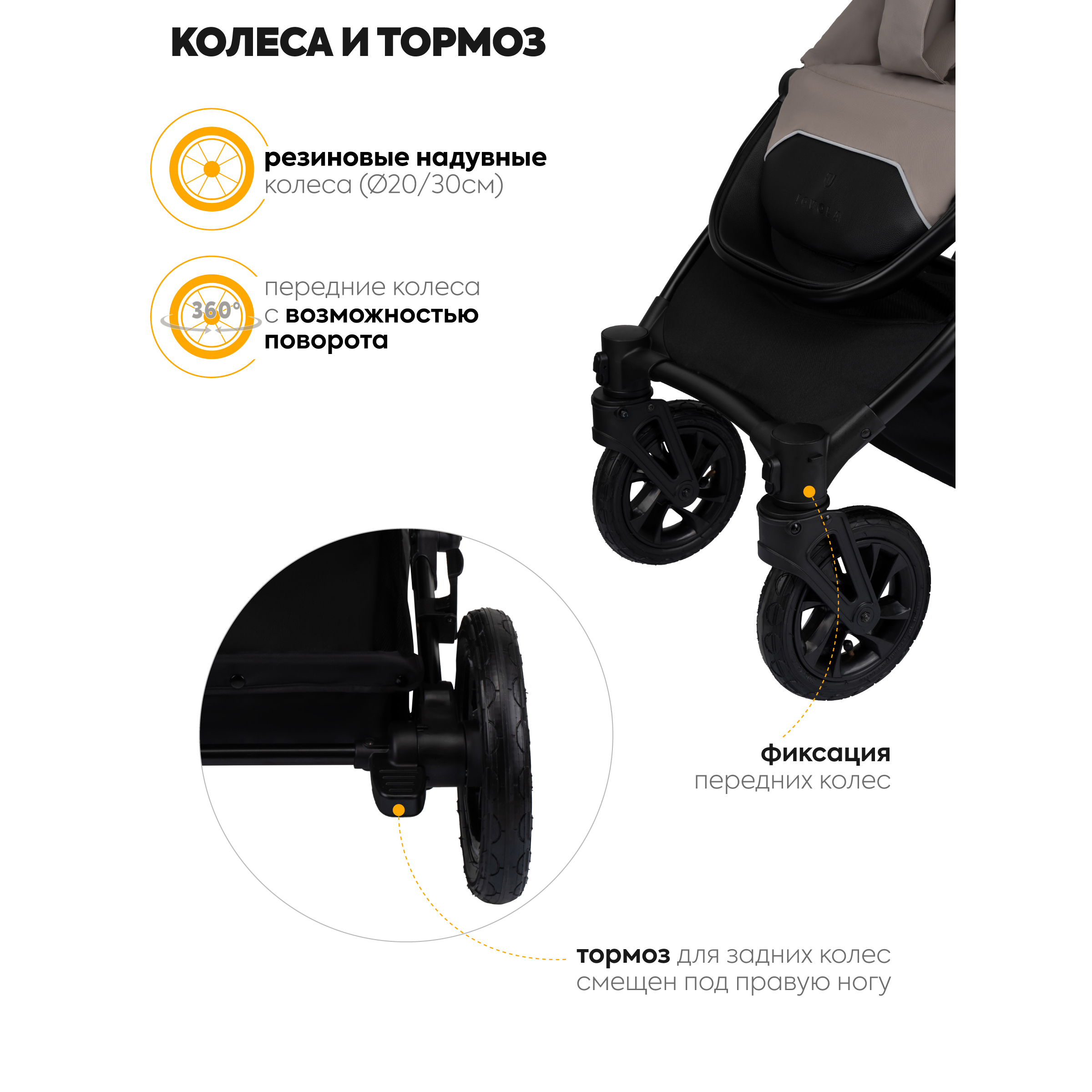 Коляска 3в1 JOVOLA Swift с автолюлькой бежевый - фото 14