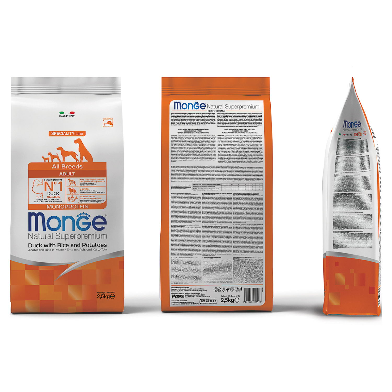 Корм для собак MONGE Dog Monoprotein всех пород утка с рисом и картофелем сухой 2.5кг - фото 5