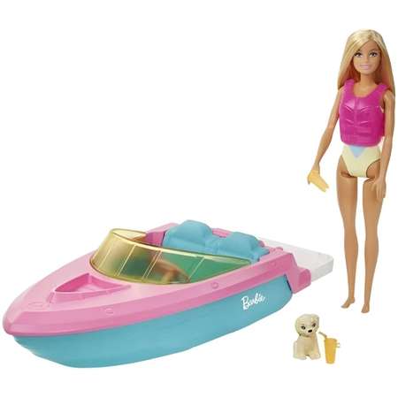 Кукла классическая Barbie в купальнике с лодкой высота 25 см