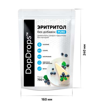 Сахарозаменитель DopDrops Эритрит без добавок 750 г