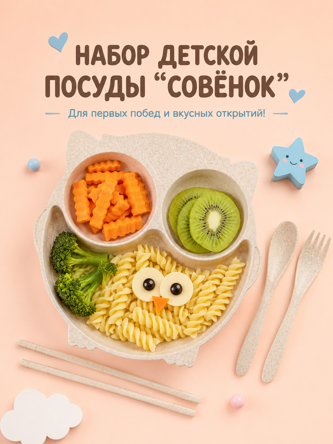 Набор посуды Добрый Филин Совушка 4 предм. - фото 1