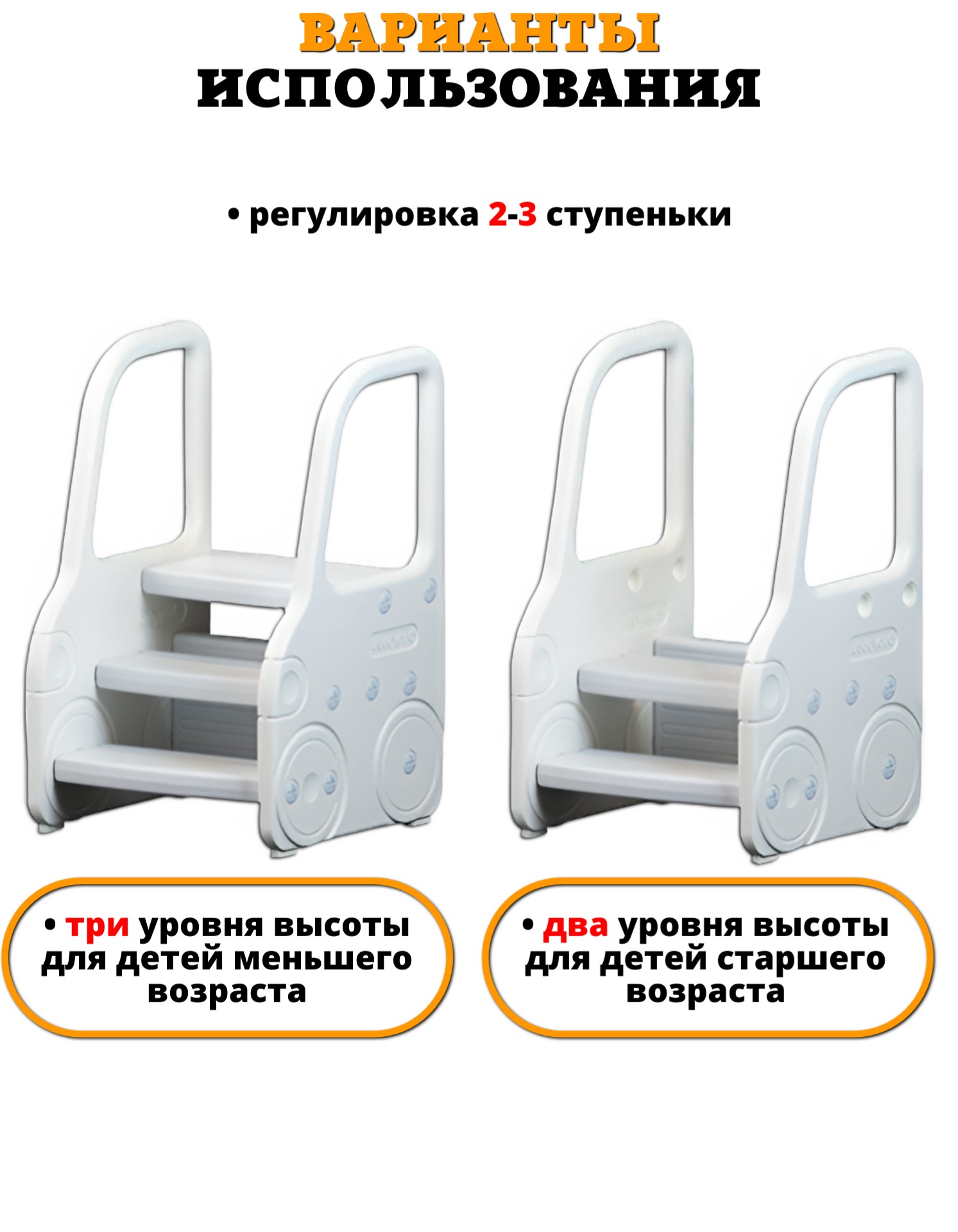Табурет со ступеньками Floopsi Лесенка детская пластиковая для ванной - фото 3