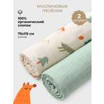 Пелёнка BUBA KIDS Однажды в лесу/Морская пена муслин 75х115 см 2 шт.