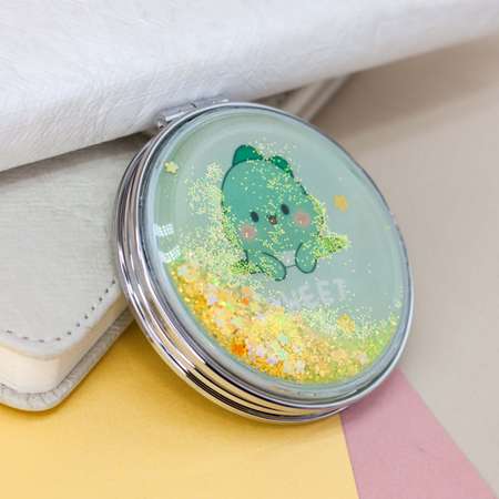 Зеркало карманное iLikeGift Little dino green с увеличением