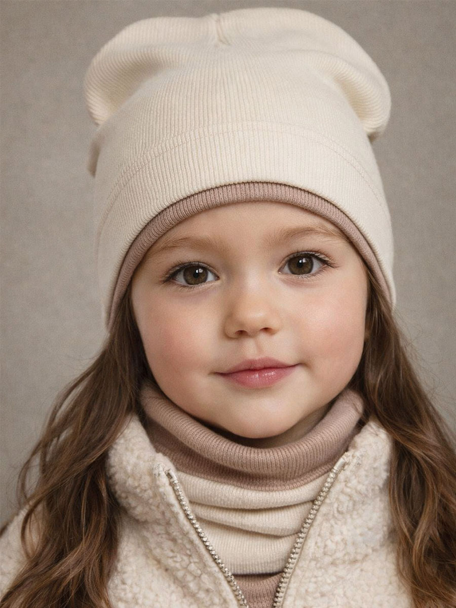 Шапка и снуд ПриКиндер U-A211 Цвет: бежевый/кофе с молоком - фото 1