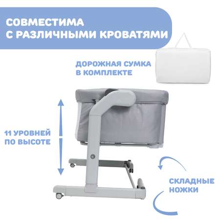 Детская кроватка Chicco прямоугольная, (серый)