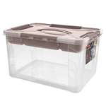 Ящик для хранения Econova универсальный с замками, ручкой вставкой Grand Box 20 л коричневый