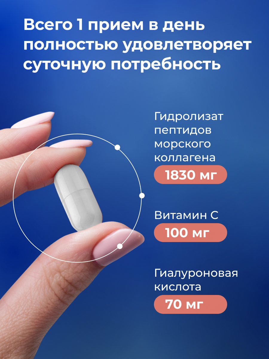 Коллаген комплекс для красоты Доктор Море с гиалуроновой кислотой и витамином С 120 капсул - фото 6