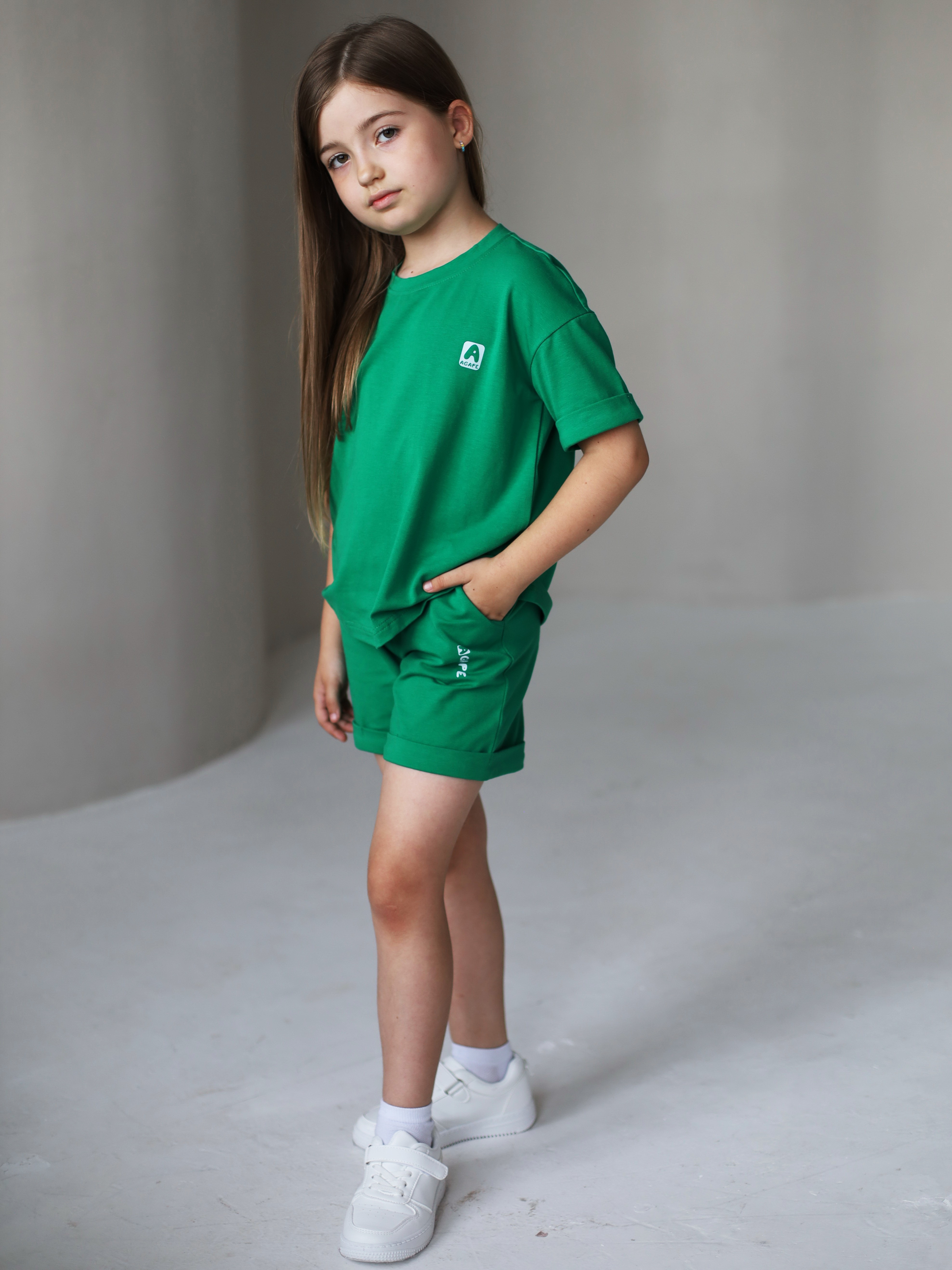 Футболка и шорты Агапэ 8016_зеленый - фото 1