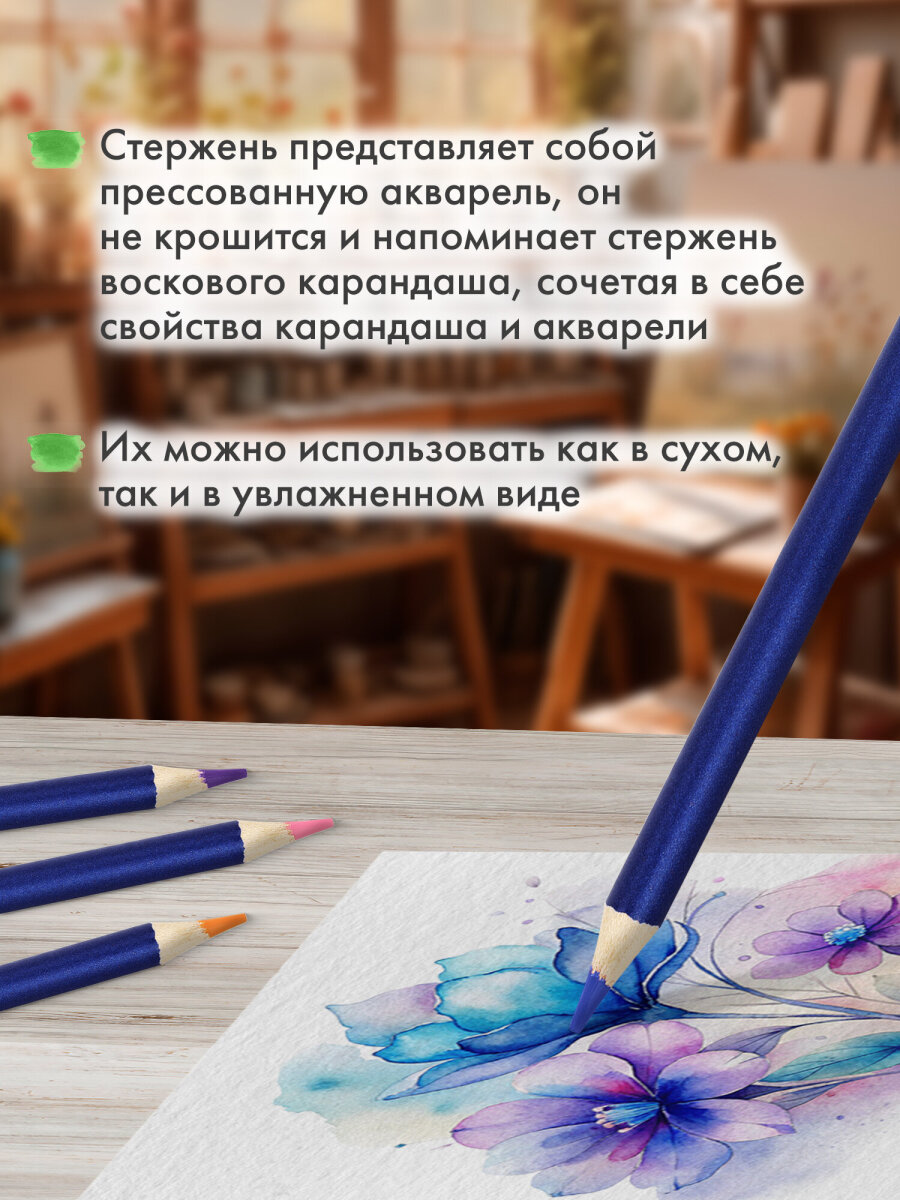 Карандаши акварельные Brauberg 24 шт. - фото 6