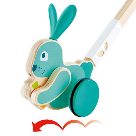 Игрушка каталка для детей Hape С ручкой Кролик серия Зверики E0358_HP
