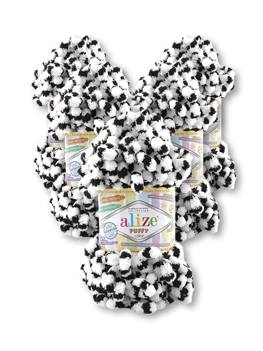 Пряжа для вязания Alize puffy color 100 г 9 м микрополиэстер плюшевая мягкая 6451 секционный 5 мотков - фото 3