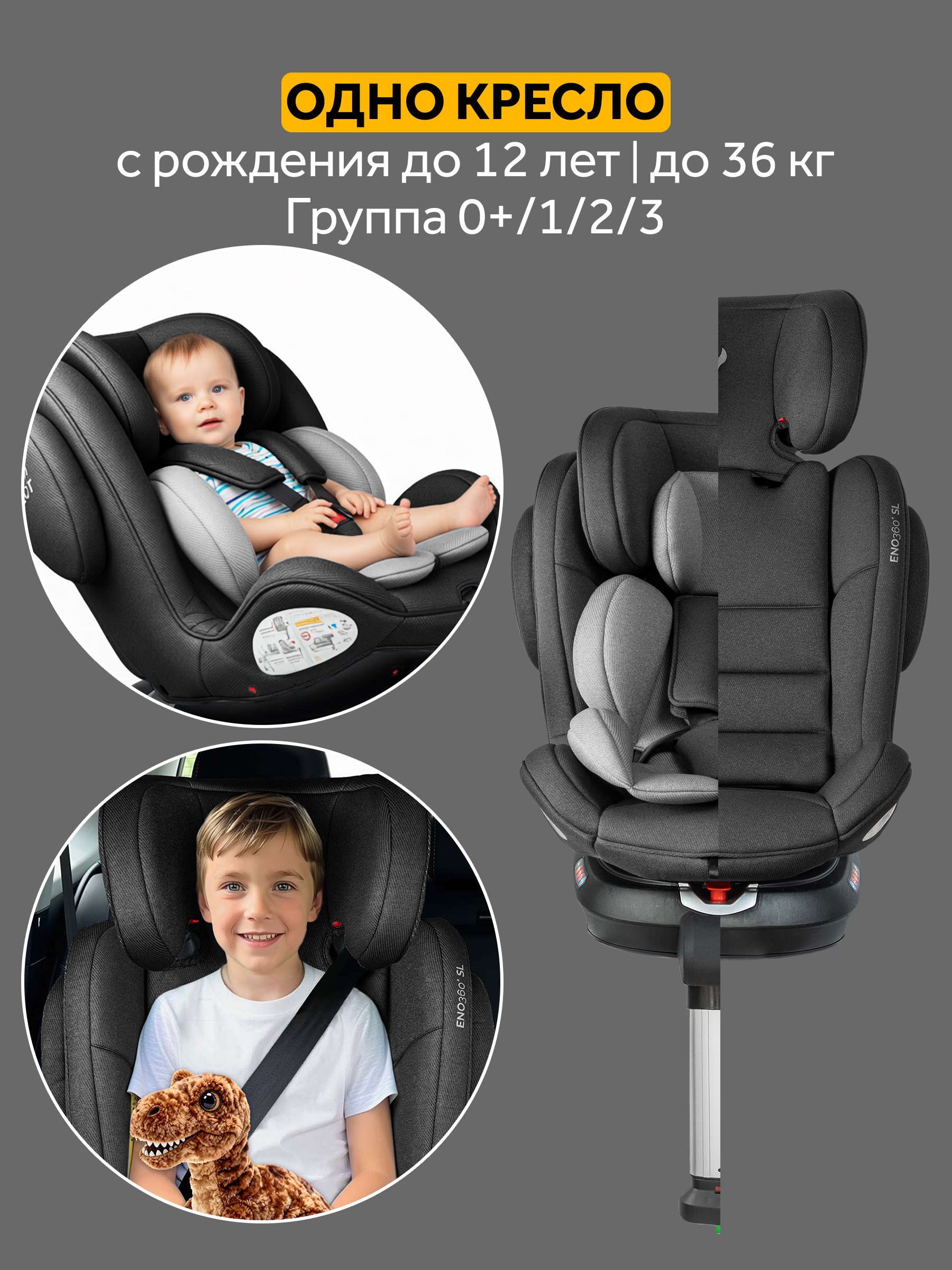 Автокресло Osann Eno360 SL Universe Grey Isofix 0+/1/2/3 (0-36 кг) серый - фото 4