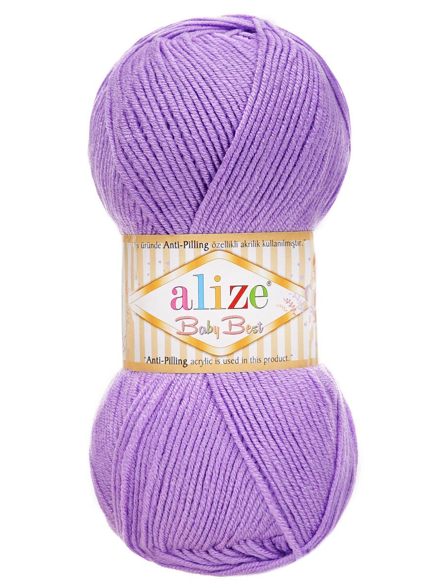 Пряжа для вязания Alize baby best бамбук акрил с эффектом антипиллинг 100 г 240 м 43 лаванда 5 мотков - фото 4