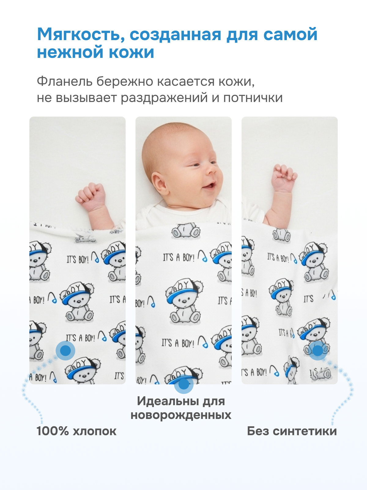 Пелёнка Чудо-Чадо фланель 85х120 см 2 шт. - фото 3