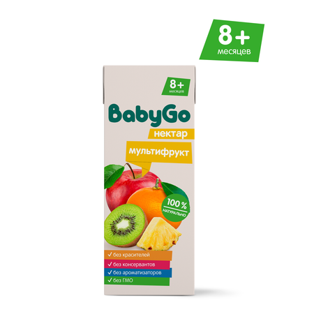 Нектар BabyGo Мультифрукт с 8 мес 0.2 л