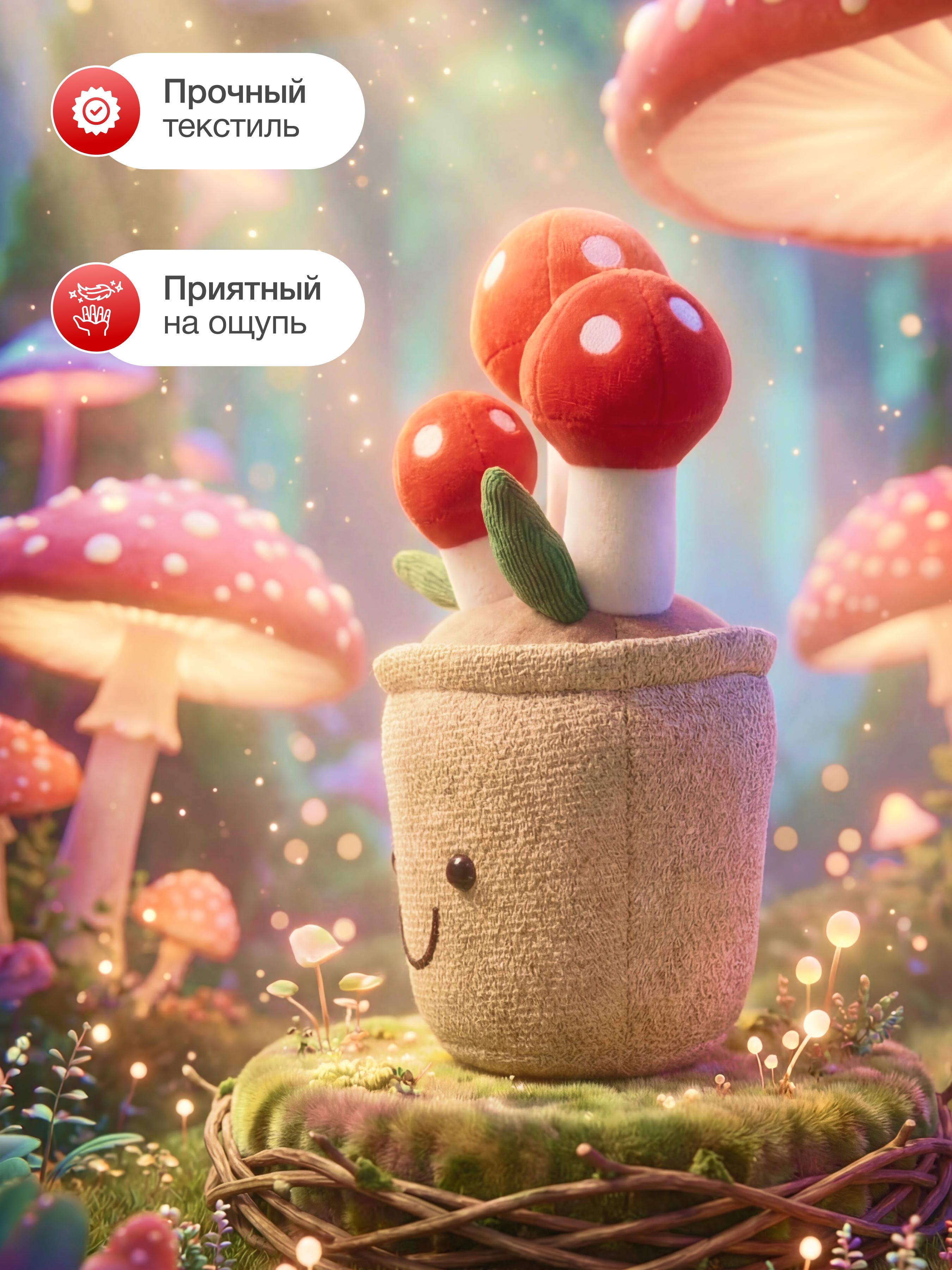 Изображение товара Мягкая игрушка Мухомор Серия Уютные цветы Подарочный сувенир