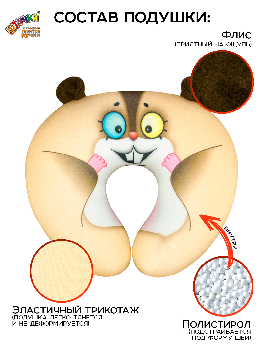 Подушка автомобильная Штучки к которым тянутся ручки Хомяк 25 x 22 см - фото 5