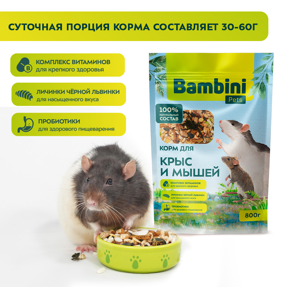 Корм для крыс и мышей Bambini Pets 800г - фото 5