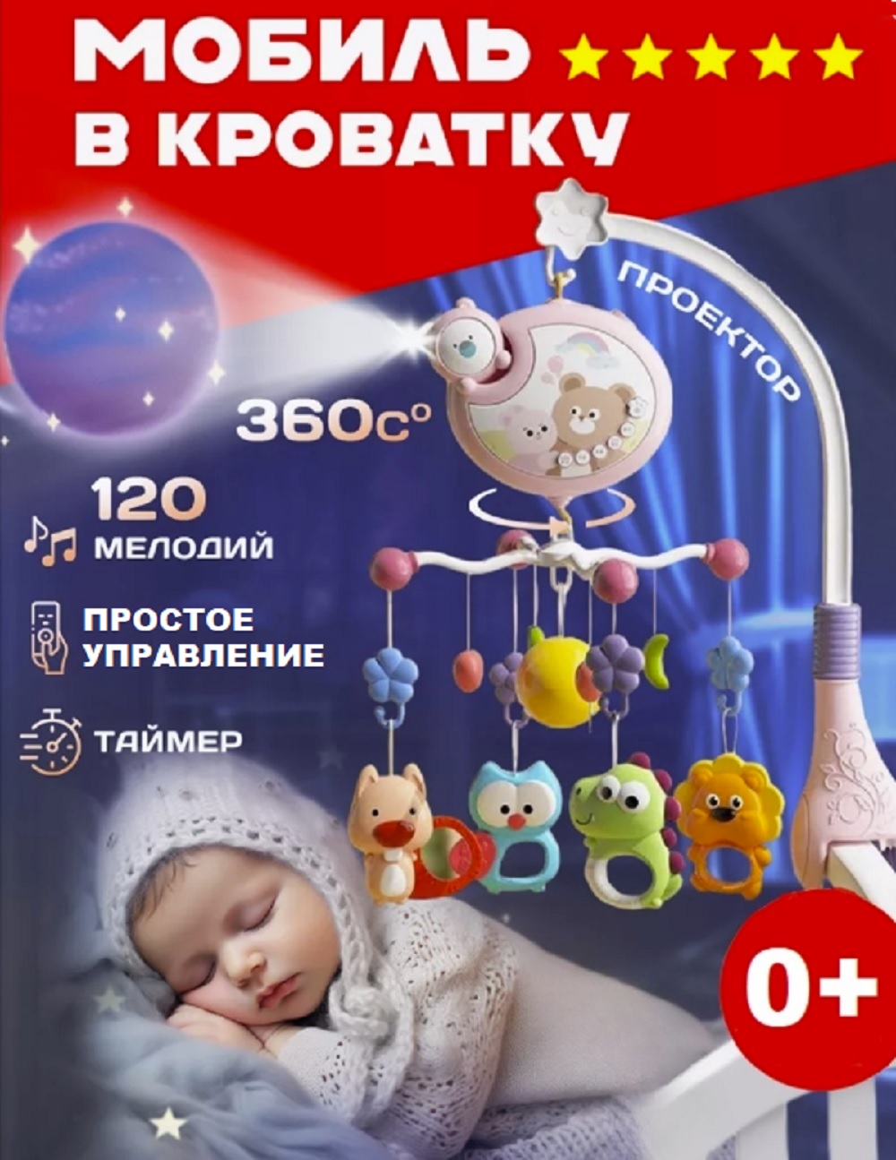 Мобиль ТОТОША с проектором и ночником - фото 2